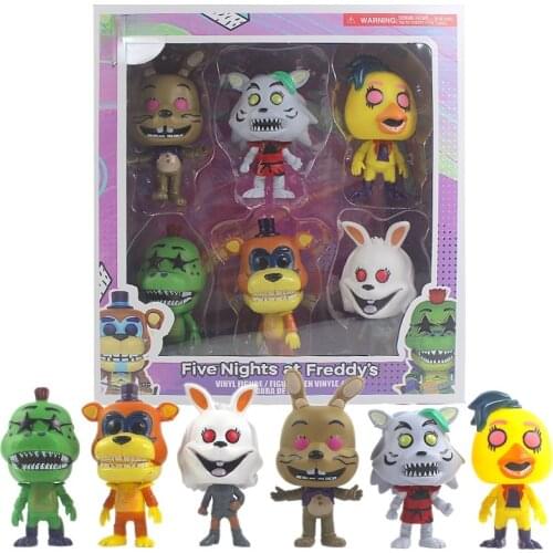 6Pcs/set Game FNAF Five Nights Midnight Toy Bear Foxy Fazbear Nightmare Action Figure Child Kids Gift