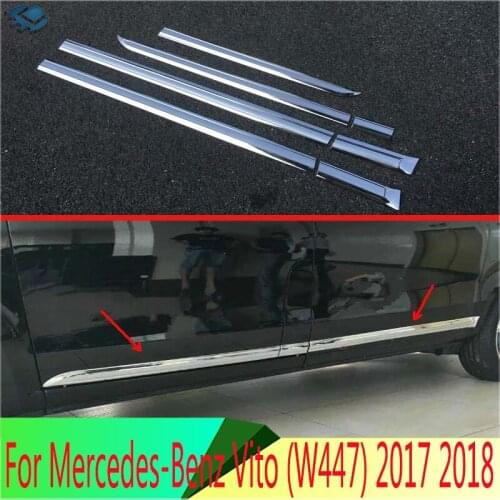 For Mercedes-Benz Vito (W447) 2017 2018 Car Accessories ABS Chrome Side Door Body Molding Moulding Trim