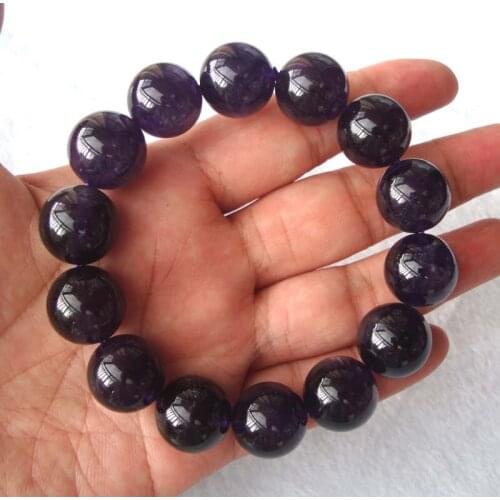 Free Shipping Natural Amethyst Round 16mm Beads Bracelet Women Man Jewelry Accessories Weddings Parties Birthday Gift