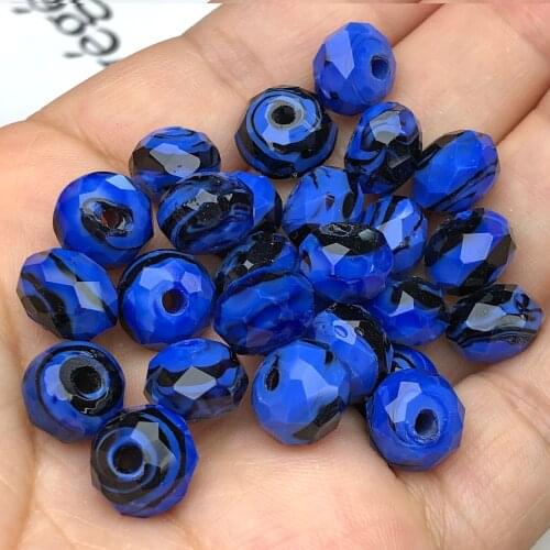 10mm Blue Black Murano Lampwork Crystal Glass Beads Faceted Rondelle Crafts Beads For Jewelry Making Diy Charms Bracelet