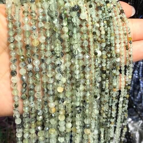 2/3/4mm 100% Natural Faceted Green Prehnites Quartzs Beads Loose Spacer Beads For Jewelry Making Accessories Diy Earing Bracelet