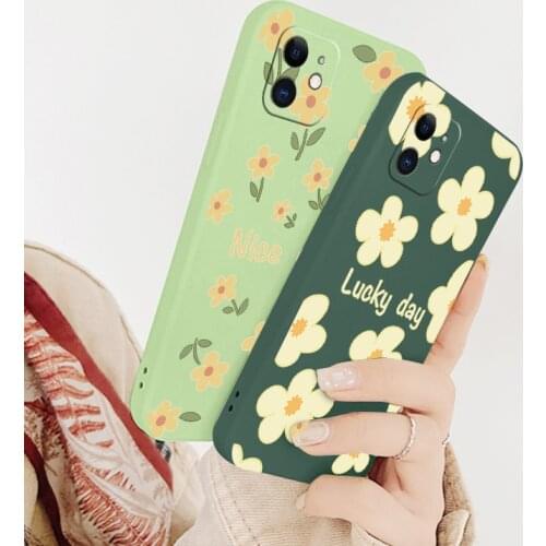 Little Daisy Liquid Silicone Phone Case For iPhone 12 Pro Max Mini 11 Pro Max X XR XS MAX SE2020 8 7 6 6S Plus Soft Back Cover