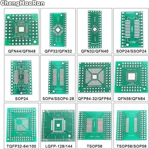 ChengHaoRan QFN44 48 QFP32 SOP24 SSOP24 QFP64 QFN64/40 TSOP56 to DIP PCB Transfer Board DIP 24/32/40/48 Pin Board Pitch Adapter