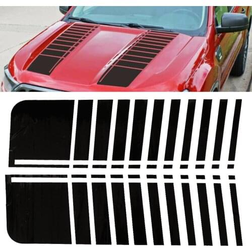 CITALL Universal 2Pcs Glossy Black Vinyl Racing Hood Stripe Decal Bonnet Sticker 91x27.3 cm Car Styling