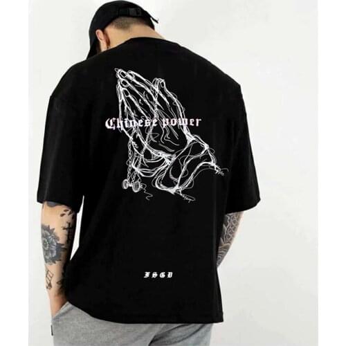 Funny Print Oversized Men T Shirt Hip-Hop Cotton T-shirt O-neck Summer Korea Male Causal Tshirts Fashion Loose Tees Streetwear