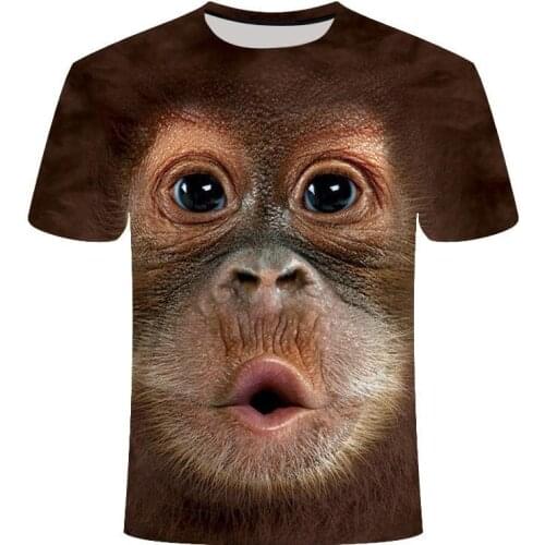 3D Orangutan Graphic T-Shirts New Hot-Sale Fashion Comfortable Synthetics Printing Short Sleeves Animal Figure Mens Top Cloth