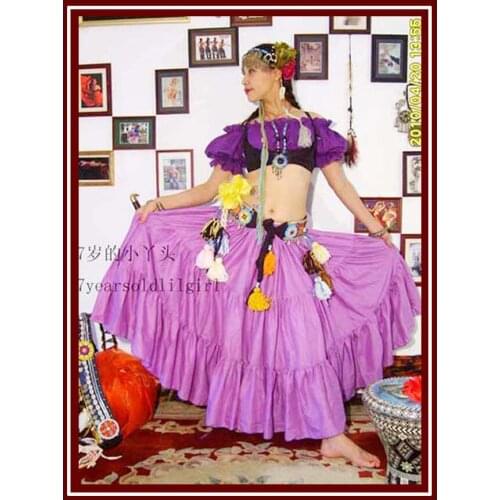 Cotton 3Tiered 12Yards Ats Gypsy Tribal Belly Dance Skirt EF05