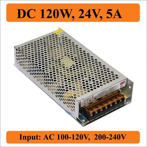 120W 24V 5A Switching Power Supply AC 100-240V input to DC 24V output Converter Voltage Transformer for LED Strip lights Driver