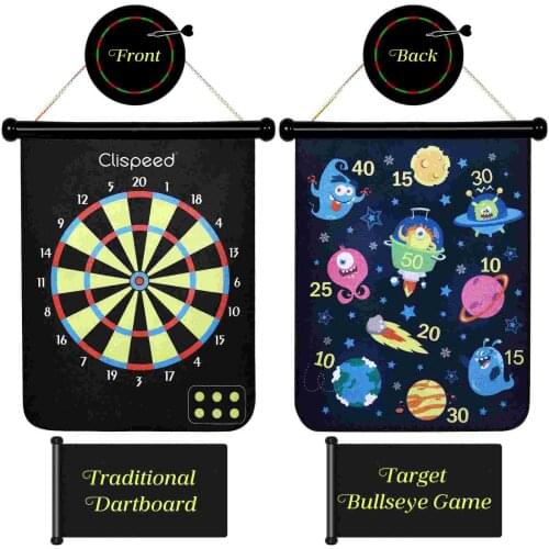 Clispeed Magnetic Dart Board Set Roll Double Sided Dart Board with 6 Throwing Darts and 6 Sticky Balls Kid-safe Easy to Rever