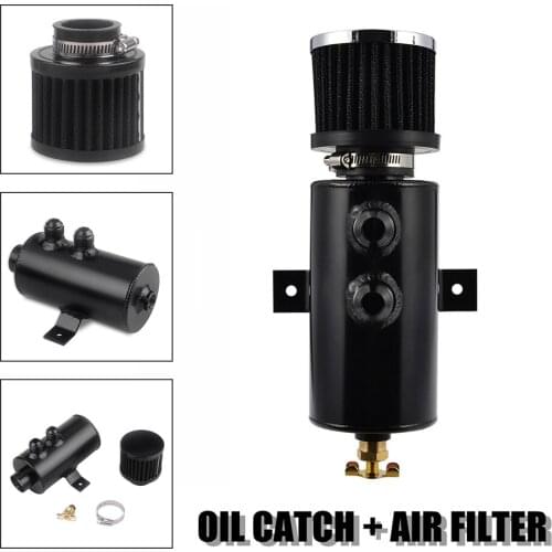 0.75L Aluminum Alloy Baffled Oil Catch Can Tube Tank AN10 with Breather Filter