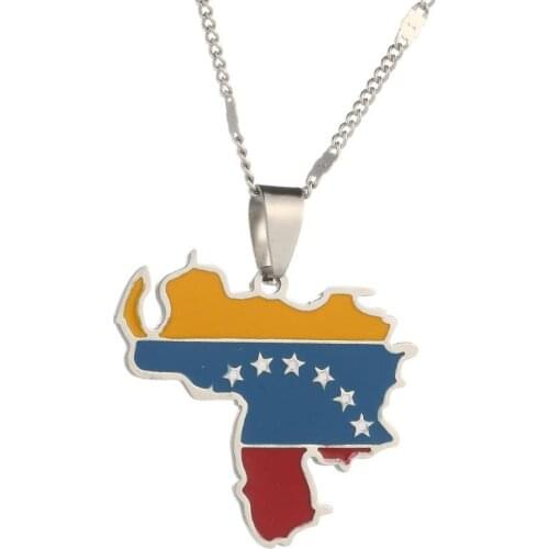 Trendy Venezuela Map Flag Pendant Necklace Venezuelan Map Fashion Women Jewelry