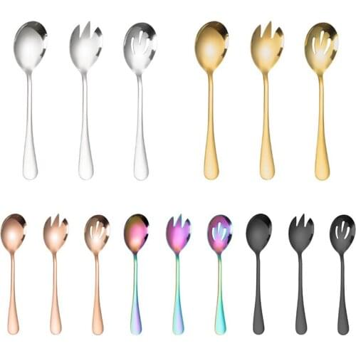 3Pcs/set Salad Fork Stainless Steel Spoon Multitool Cutlery Set Colorful Hotel Restaurant Service Spoons Set Kitchen Tableware