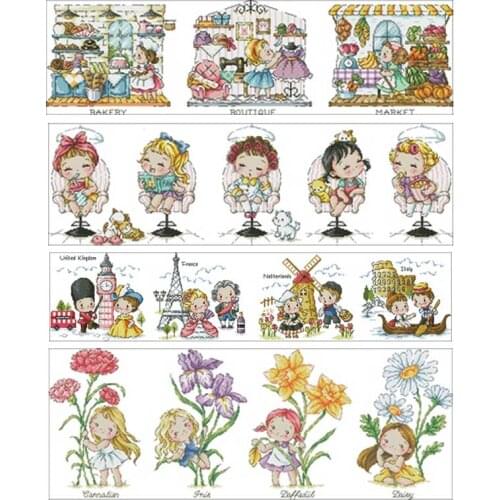 Doll series patterns counted 11CT 14CT 18CT DIY Cross Stitch Sets wholesale Cross-stitch Kits Embroidery Needlework
