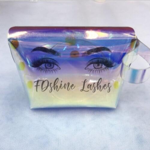 Custom Logo sticker eyelashes packaging for 25mm 27mm mink lashes holographic bag