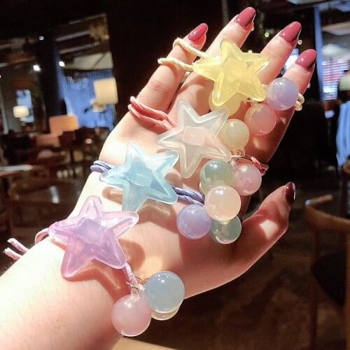 New Colorful Star Hair Accessories Ponytail Holders Cute Candy Color Star-shaped Children Hair Ties Elastic Hair Bands Wholesale