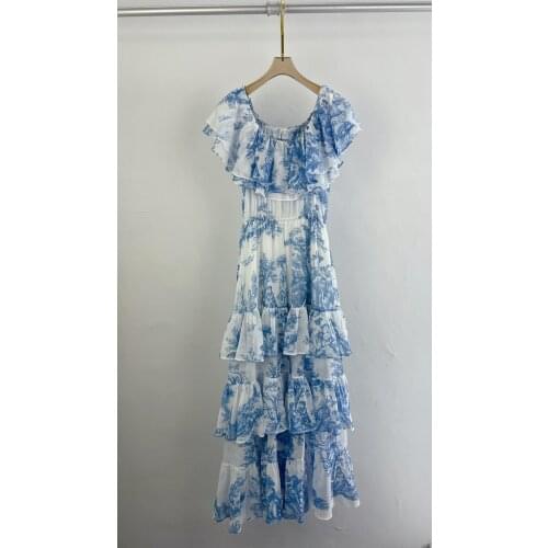 New women fashion 2021 sleeveless one-neck cotton print dress 0318