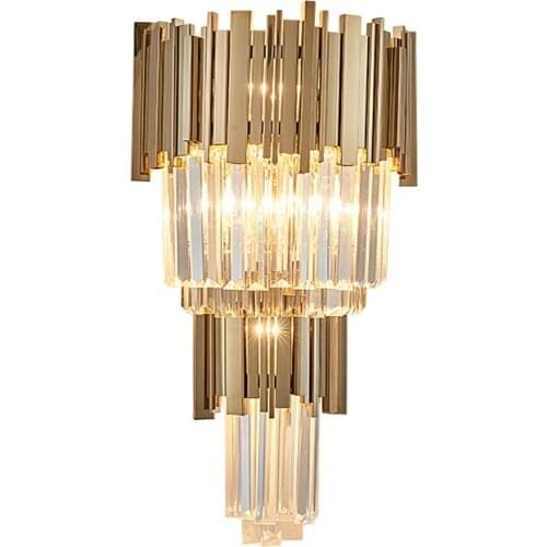 New design luxury crystal lamp lustre gold applique murale luminaire moderne home LED wall light height 60cm