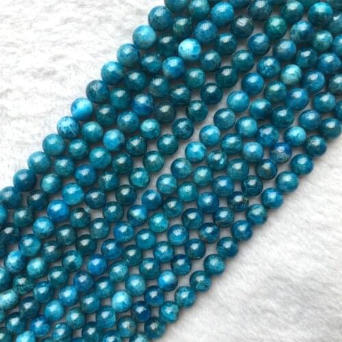 Wholesale Natural Genuine Blue Apatite Phosphorite Round Loose Gemstone Beads 15" 05648