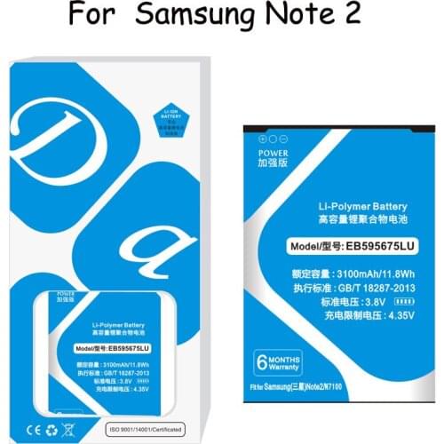 Battery EB595675LU For Samsung Galaxy Note 2 N7100 N719 N7102 E250S E250L 3100mAh Replacement Battery