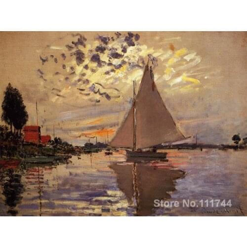 Sailboat at Le Petit Gennevilliers Claude Monet paintings Home Decor Hand painted classic art reproduction