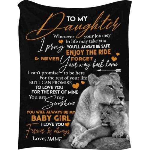 Custom Warm Bed Throw with Your Name Blanket to My Daughter from Mom and Dad You are My Sunshine I Love You Always and Forever