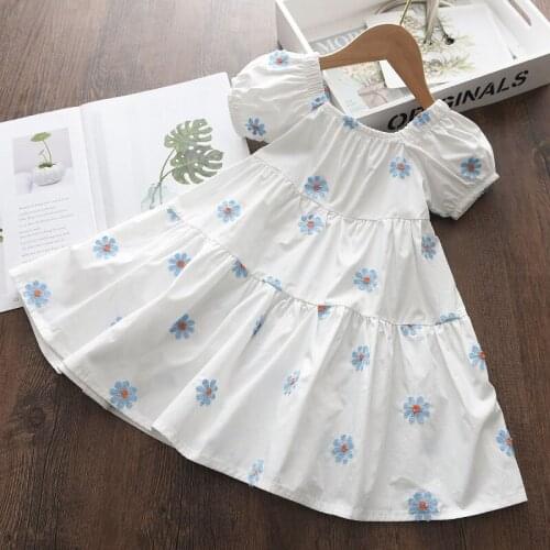 Baby Girls Casual Floral Dress 2021 Summer Fashion Kids Princess Dresses Children Sweet Flowers Party Vestidos Cute Suits 3-7Y
