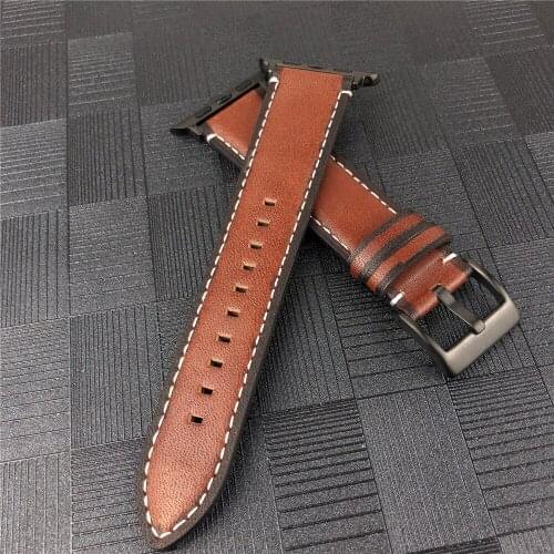 Band for Apple Watch 44mm 40mm Genuine Leather iWatch Strap Replacement Bracelet for Apple Watchband Series 5 4 3 2 1 38mm 42mm