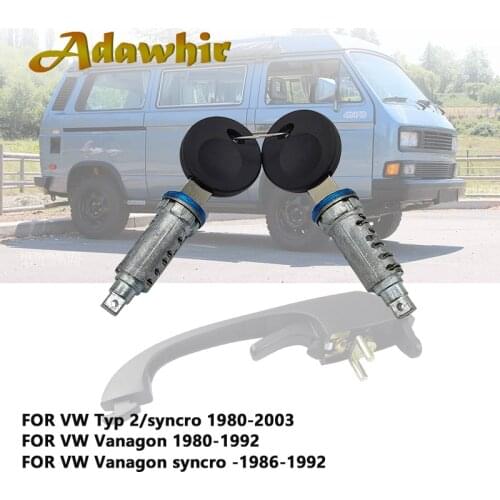FOR VW Type 2 / Syncro Vanagon Syncro 251837205 Front Exterior Door Handle Repair Kit with Key Lock Cylinder, Rubber Pad