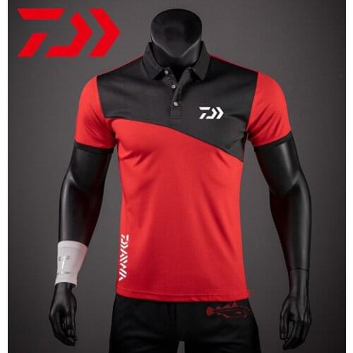 Daiwa Fishing Polo Shirt Men Thin Breathable Polo Tee Summer Outdoor Sport Quick Dry Short Sleeve Fishing Shirt Fishing T-shirt
