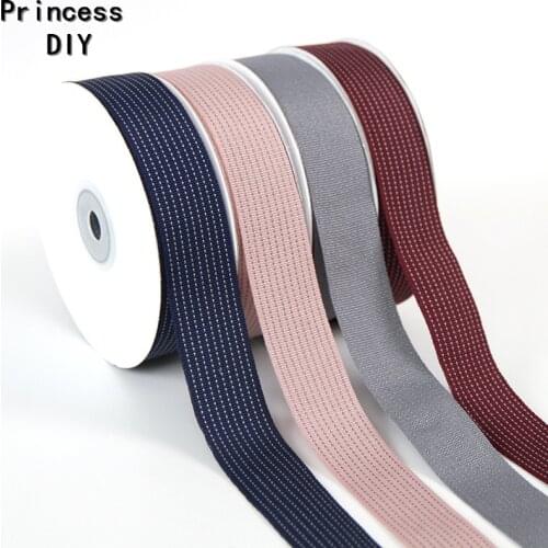 Handmade Craft 1" Dotted Line Stripe Grosgrain Ribbon 25Yards Striped Riband Bias DIY Hair Bow Wedding Gift Wrapping Material