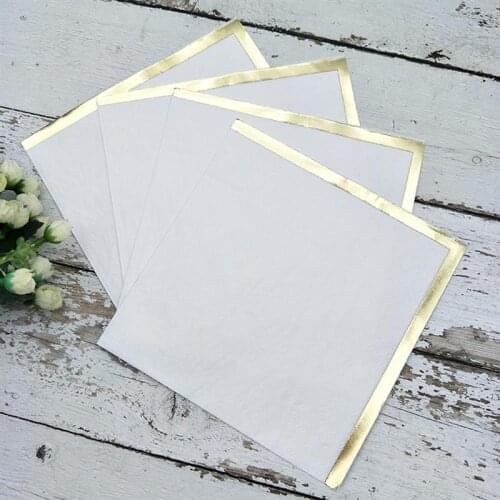 16pcs Golden-edged Napkins Color Tissue Disposable Paper Towel Party Supplies for Wedding Birthday Festival (Random Color)