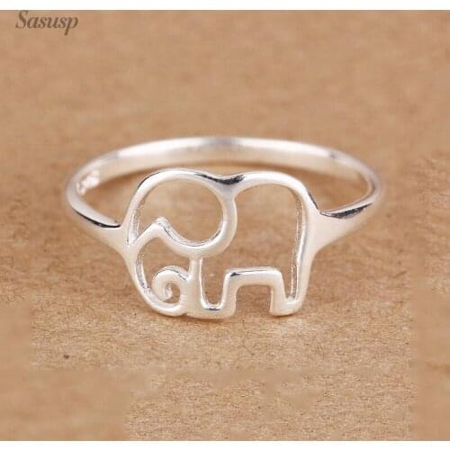Sasusp Cute Rings For Women 2021 Simple Geometric Elephant Ring femme Adjustable Jewelry Gift