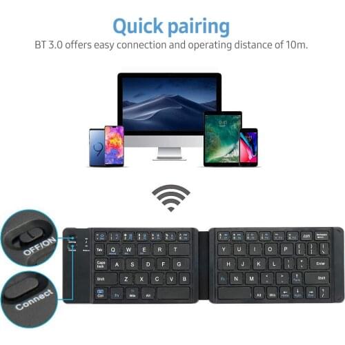 Folding Pocket-size BT Keyboard Scissor Switch Keyboard Compatible with iOS/Android/Windows Laptops Tablets pc Folding Keyboard