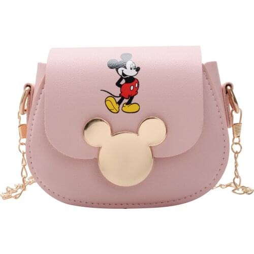Disney Mickey Mouse Pu Leather Messenger Shoulder Bag For Girls Boys Kids Mini Children Coin Purse Chain Bag Christmas Gift