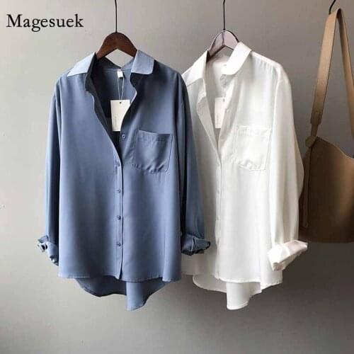 All Match Vintage Elegant Solid Blusas Blouse Women Korean Style Loose Casual White Tops Women Autumn Long Sleeve Shirt 11354