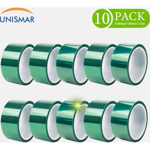 10PK PET High Temperature Tape 50mmx 33m Designed for high Temperature Masking Painting or Powder Coating PCB Plating Protection