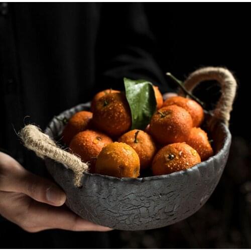 Japanese Art Stoneware Fruit Snack Plate Decoration Creative Living Room Office Binaural Ceramic Dessert Sushi Plate Storage Box