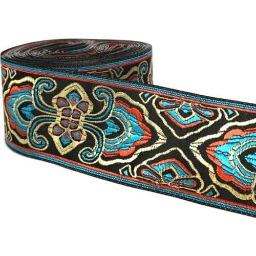 ZERZEEMOOY 2" 5CM OR 3.3CM 10 YARD Woven Jacquard Ribbon Trims Geometric Totem Pattern For Curtain And Clothing Accessory