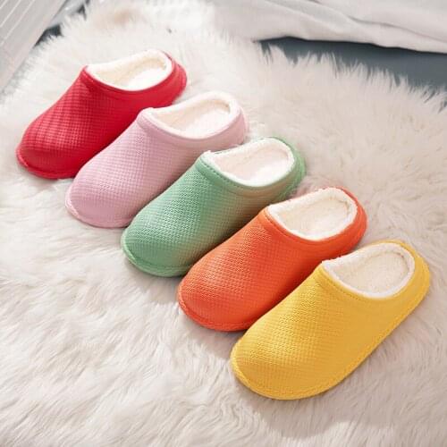 Women EVA Slippers Winter Warm Waterproof Winter Cotton Slippers Plush Waterproof House Thick Bottom Men Shoes