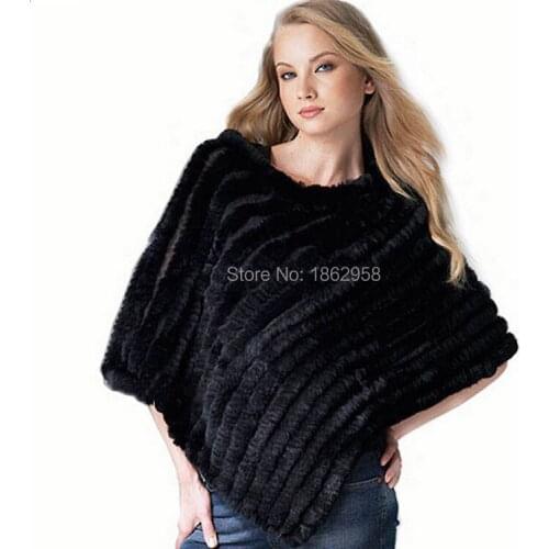 Free Shipping SJ787 Various Colors Women Yarn Knit Triangle Rabbit Ponchos Free Size