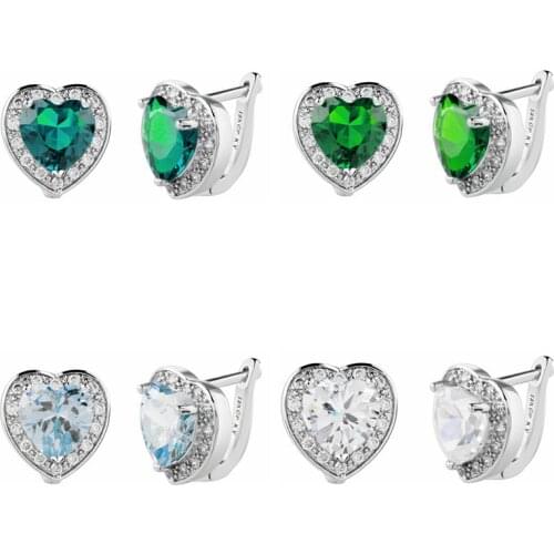 12 Colors Crystal Classic Hoop Earrings for Women OL Style Heart Earrings 2019 New