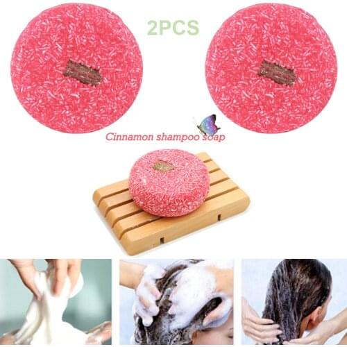 2pcs Natural Cinnamon Shampoo Soap Bar Anti-Dandruff Cruelty-Free Hair Growth 100% Pure Handmade Hair Shampoos Hair Care Tool