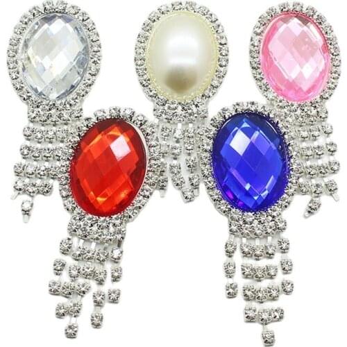 Cheap Tassel Rhinestone Brooches Buttons DIY Handwork Sewing Clothing Decor Silver Mix Color Pearl Acrylic Button Accessories