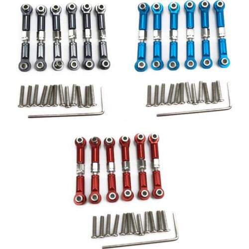 6Pcs Adjustable Metal Linkage Pull Rod Front /Rear Servo Link for Wltoys A949 A959 A969 A979 K929 RC Car Upgrade Spare