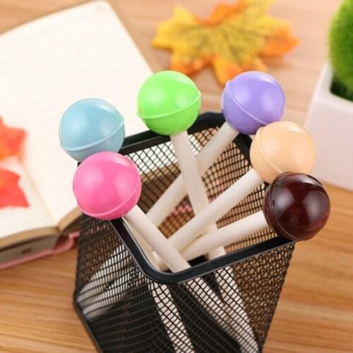 60 PCs Creative Lollipop Neutral Pen Cute Student Stationery Cartoon Water-based High-quality Office Signature Pen Kawaii