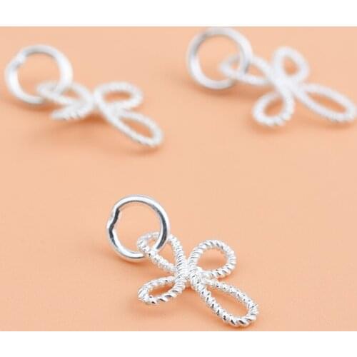 10pcs 925 sterling silver diy jewelry accessories, Chinese knot pendant, pendant, handmade beaded material made bracelet access