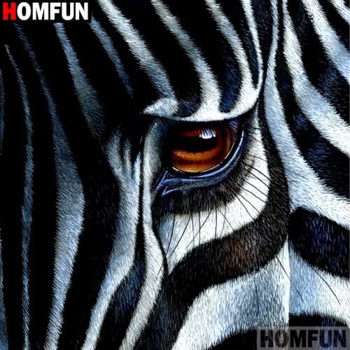 HOMFUN Full Square/Round Drill 5D DIY Diamond Painting "Animal zebra" 3D Diamond Embroidery Cross Stitch Home Decor A18860