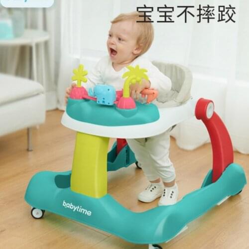 Anti-o-legged Infant Walker for Boys and Girls Multi-functional Baby Walker Seatable Folding Anti-rollover 8-18 Months Hand Push