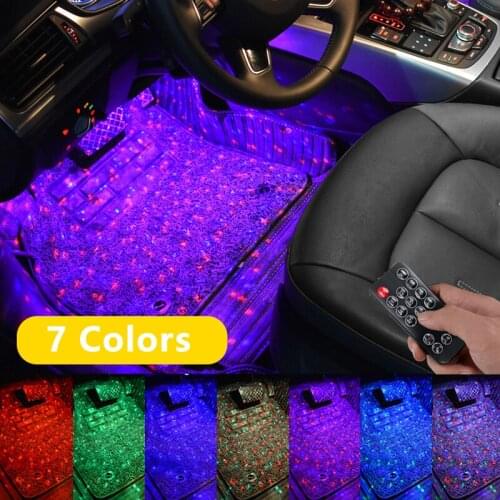 Car LED Starry Foot Light USB Atmosphere Ambient DJ Mixed Colorful Music Sound Voice Control Laser Lamp