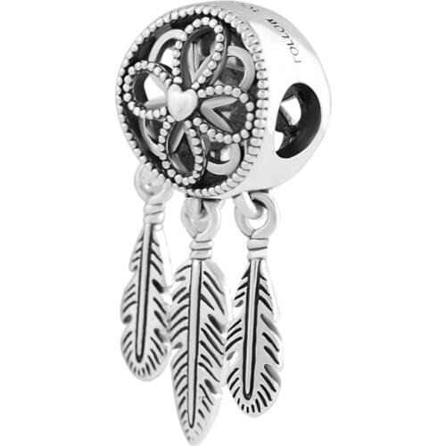 DIY Fits for Pandora Charms Bracelets Spiritual Dream catcher Dangle Beads 100% 925 Sterling-Silver-Jewelry Free Shipping